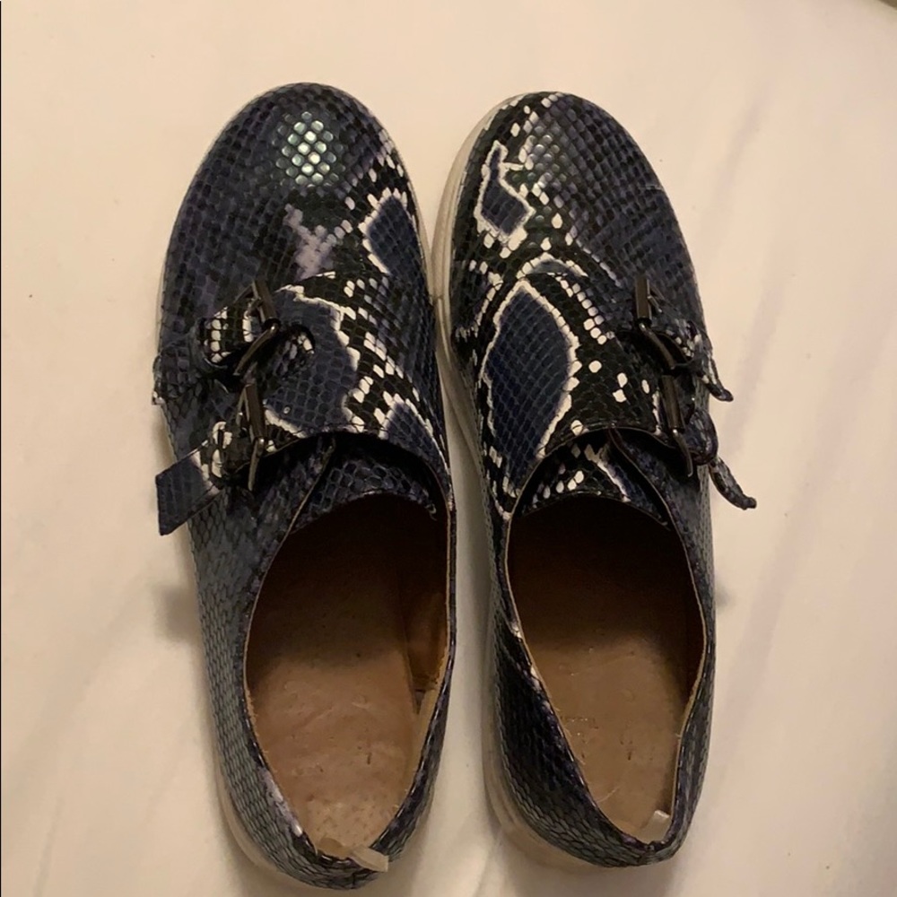 Blue animal print shoes